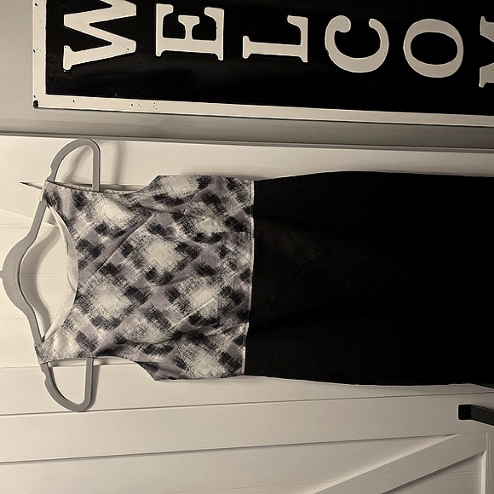 Ann Taylor Black and Gray Halter Sheath Dress